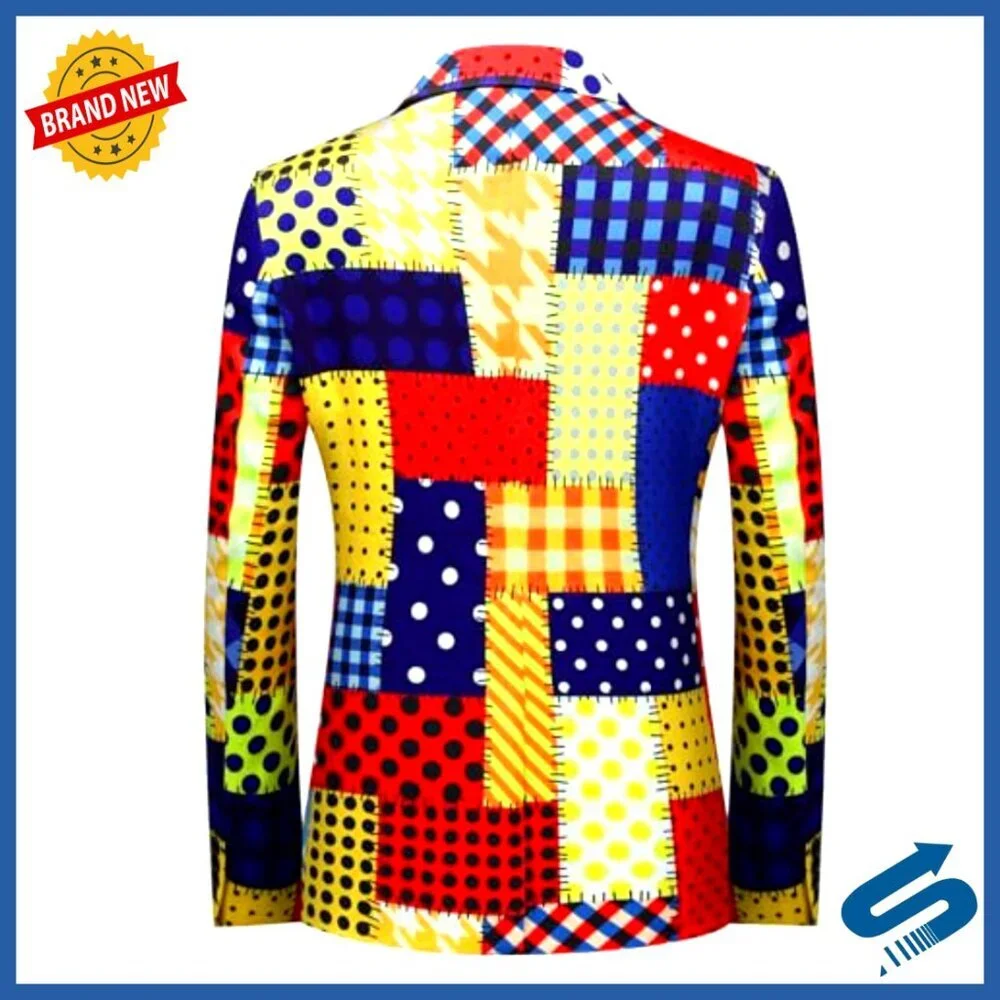 Men's Casual Blazer Sport Coat Floral Print Cotton Polyester Two Button